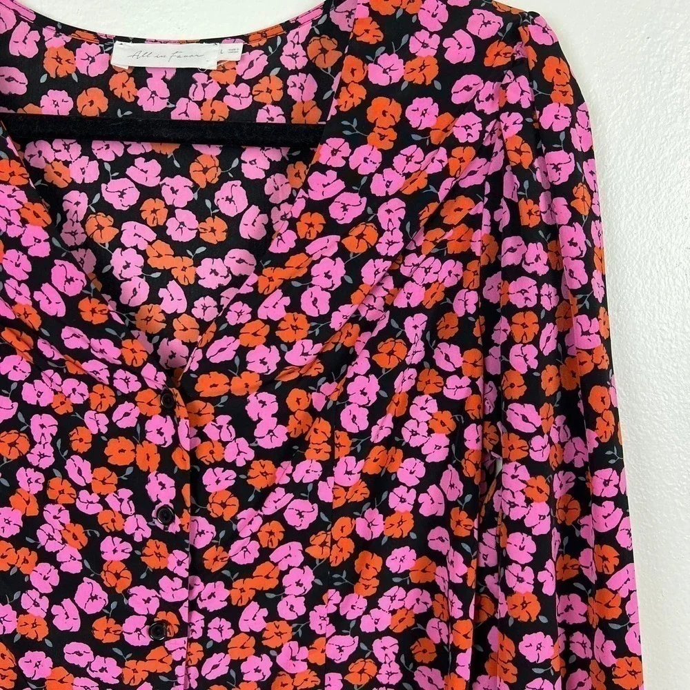 All in Favor Floral Print Blouse Size L